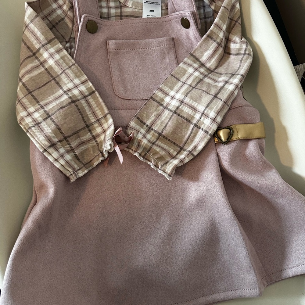 Nicole Miller Pink and Plaid Kids Pinafore